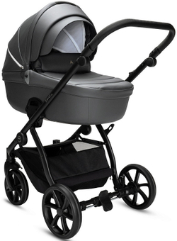 Детская коляска Noordi Fjordi Leather V2 3 в 1 с автокреслом Terra Black 1462819 Shadow Grey
