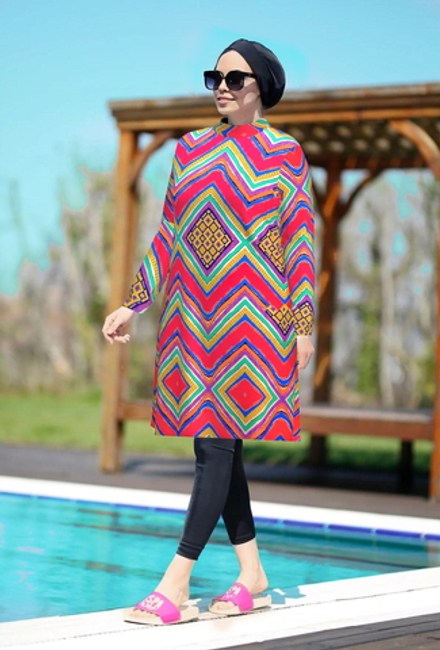 Купальный топ 17260 геометрия цветная