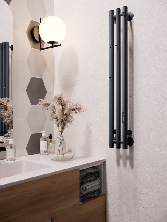 Marco 3-90 серый графит - вертикальный электрический полотенцесушитель Терум ®