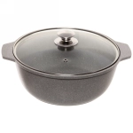 Кастрюля-жаровня 4л «Мраморная»(светлый мрамор) со стеклянной крышкой жмс42а