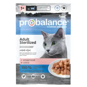 Пауч ProBalance Sterilized для стерилизованных кошек и кастрированных котов с креветкой