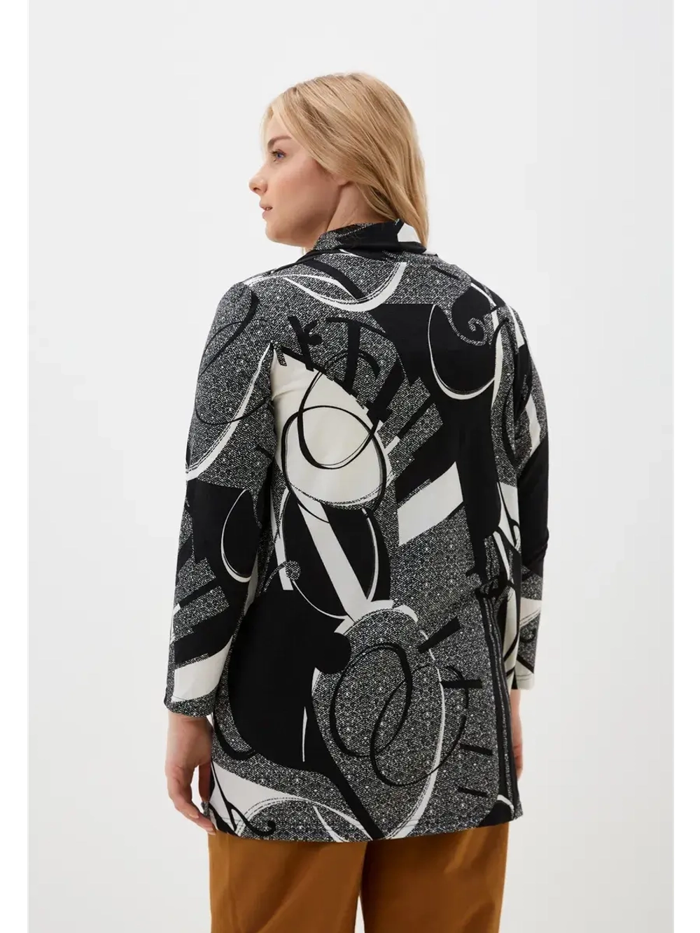 Кардиган трикотажный мягкий черно-белый