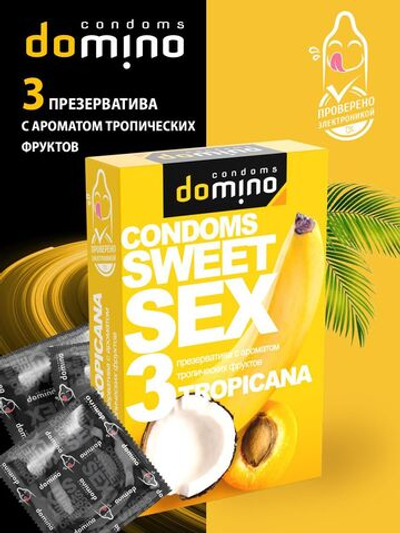 Презервативы для орального секса DOMINO Sweet Sex с ароматом тропических фруктов - 3 шт.