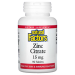 Natural Factors Zinc citrate 15mg 90tab (цитрат цинка)