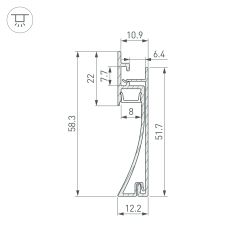 Профиль PLINTUS-H58-F-2000 BLACK (Arlight, Алюминий) 045286