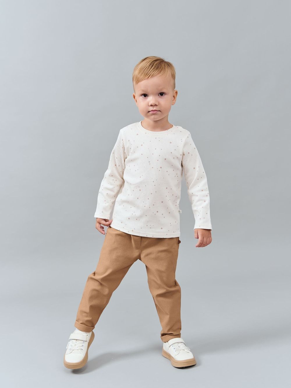 Брюки из джинскота "Миндаль" с отворотами 0+