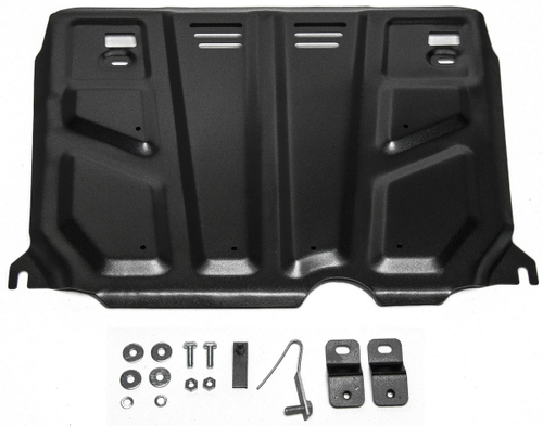 Защита картера и КПП АвтоБроня для Toyota Auris I, II (V - 1.6; 1.8) 2006-2015/Toyota Corolla E140, E150, E160, E170 (V - 1.6; 1.8) 2006-2016/Toyota Corolla E160, E170 рестайлинг (V - 1.6) 2016-2019, штампованная, сталь 1.8 мм, с крепежом, 111.05799.1