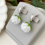 LEFIREL' Серьги серебряные женские "Клевер" с цветами из муранского стекла / ювелирные украшения из родированного серебра 925