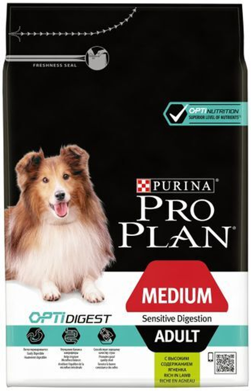 Purina Pro Plan Adult Medium Сухой корм Про План для собак средних пород с ягненком, 3 кг