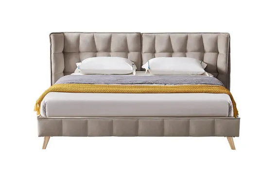 Кровать с мягким изголовьем Husk бежевая | Купить в Hallberg.ru