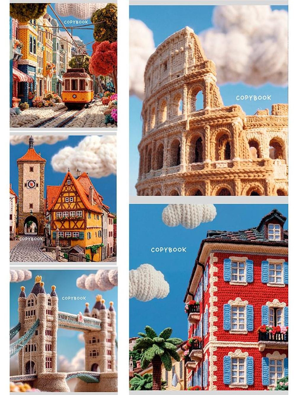 Тетрадь А5 48л. клетка "Вязаные города" мелов.облистер (Проф-Пресс)