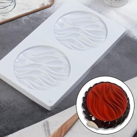 Форма для муссовых десертов и выпечки двойная «Зебрано», 30,5×18 см, силикон, цвет белый