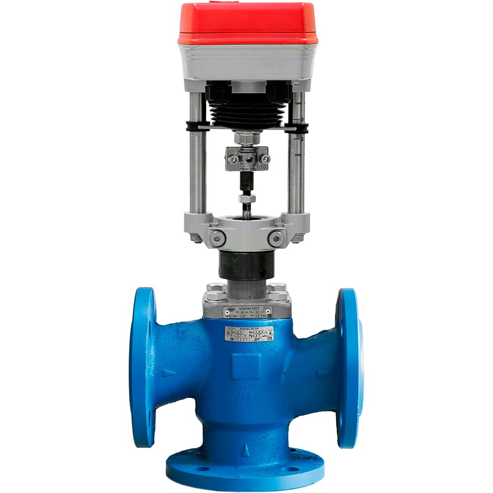 Three-way mixing control valve Elephant 27c908ss 232 PSI gray cast iron GC20, flanged with electric actuator Katrabel TW-3000-XD110/220