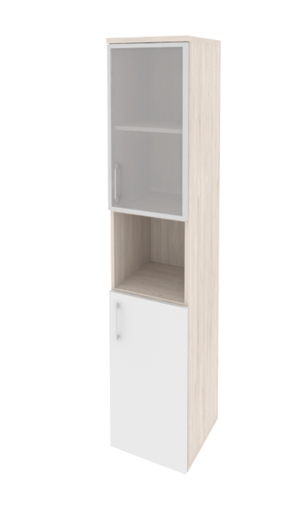 Шкаф-пенал с 2 комплектами дверей, стеклом в раме и нишей Onix