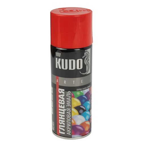 Эмаль универсальная акриловая KUDO RAL 3020 красная высокоглянцевая 520 мл