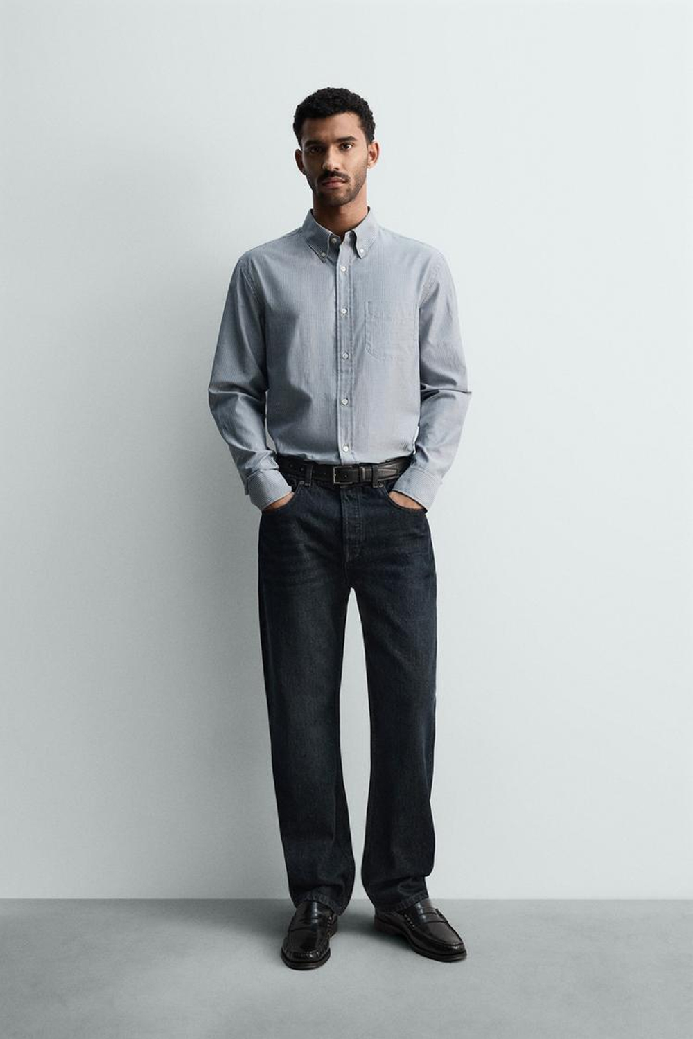 ZARА РУБАШКА В ПОЛОСКУ С КАРМАНОМ, ПОЛОСКИ