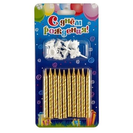 Свечи-пики "Золотые" 6 см