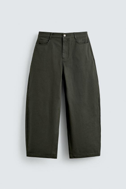 ZARA БРЮКИ BARREL FIT, ЭКРЮ/ХАКИ