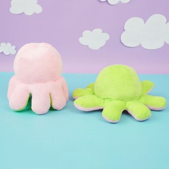 Мягкая игрушка-перевертыш "Осьминожек" розовый-салатовый, 30см