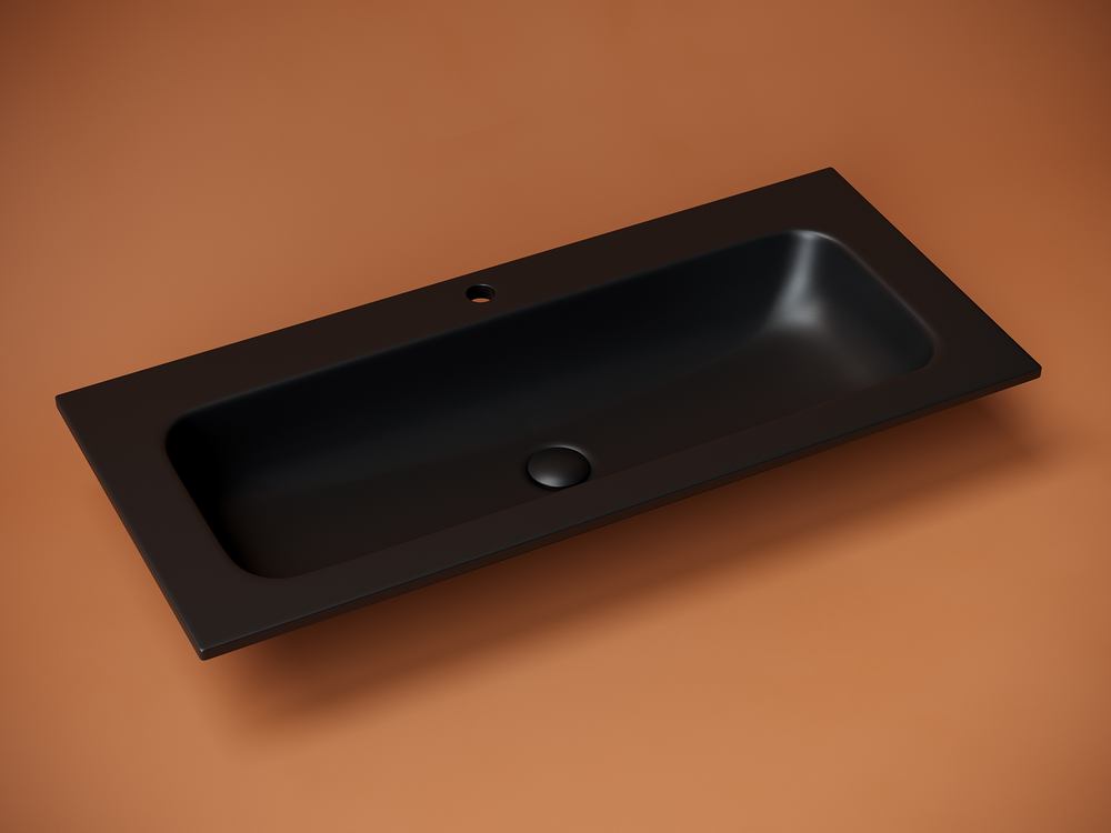 Раковина накладная мебельная Grace прямоугольная с отверстием под смеситель, 1010x457x137 мм, цвет черный матовый, арт. CN7013MB
