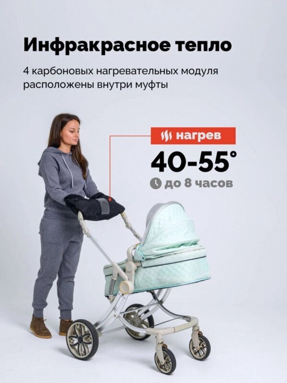 МУФТА ДЛЯ КОЛЯСКИ С ПОДОГРЕВОМ РУК ECOSAPIENS UMAMA