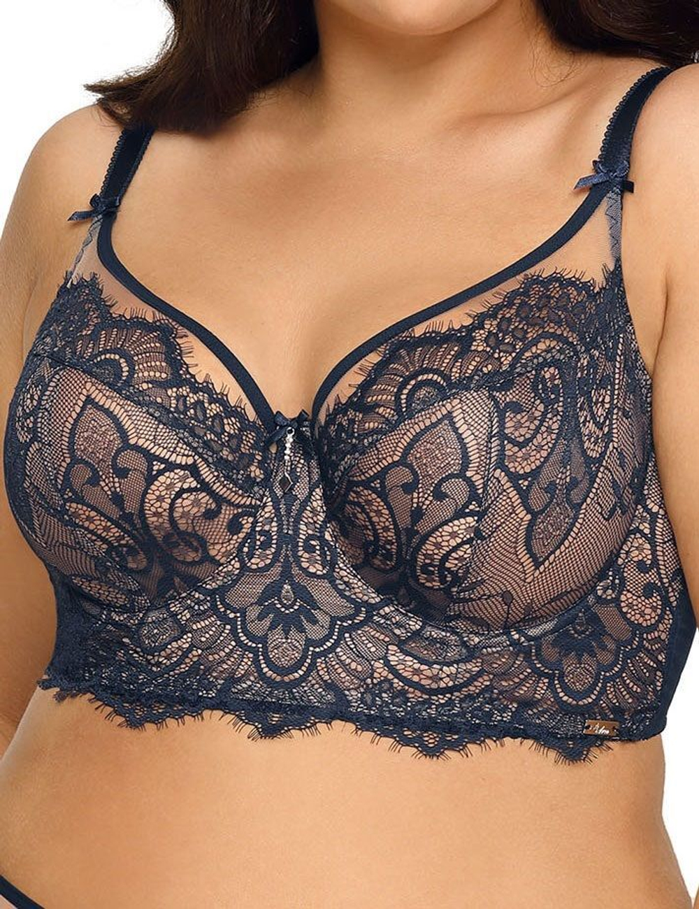 Бюстгальтер на косточках с широким поясом (Размер: 85C) (Цвет: темно-синий)