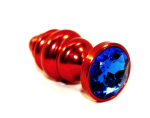Красная фигурная пробка с синим стразом - 7,3 см. (Цвет: синий)