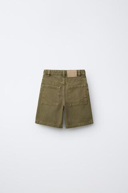 ZARA ШОРТЫ-БЕРМУДЫ RELAXED BAGGY, ЗЕЛЕНЫЙ