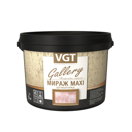 Декоративная штукатурка VGT Gallery Мираж Maxi, 5 кг, серебристо-белая