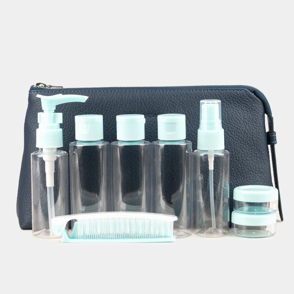 Косметичка Comete из кожи теленка, синего цвета