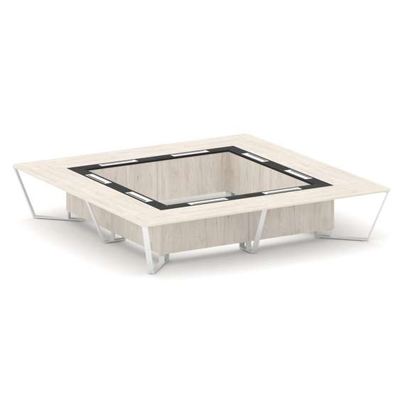 Steel Meet Стол переговорный квадратный KMK-PR.B.SP-20K2 Денвер Светлый/Графит Глянец/Металл Белый 4