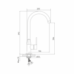 Смеситель для кухни 35k MIXLINE ML23-032 "Round Black" высокий излив боковая руска