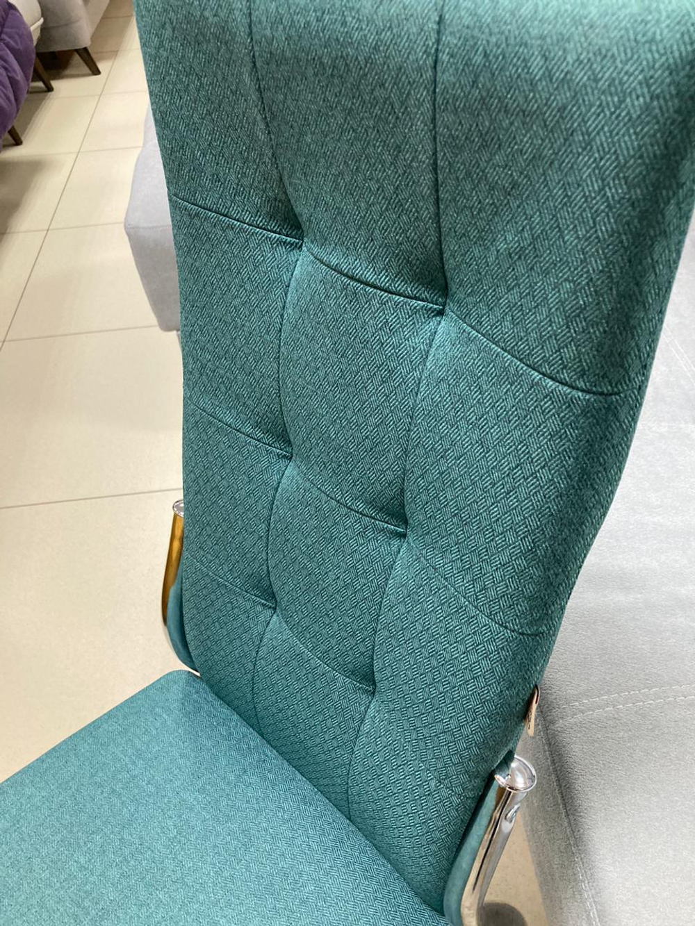 Стул Хилтон каркас хром квадрат основание рогожка бирюзовая