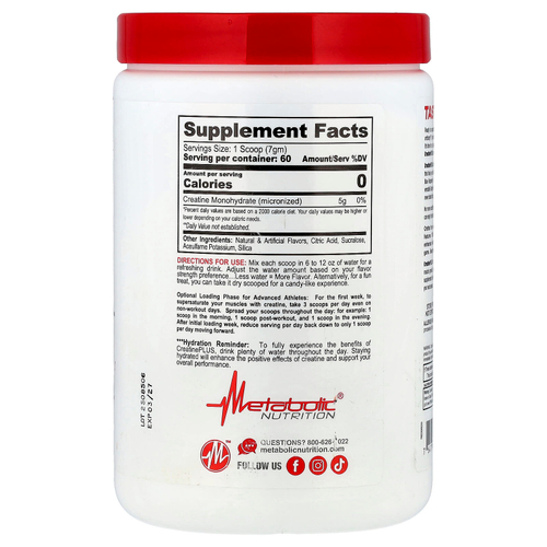 Metabolic Nutrition, Micronized Creatine Plus™, со вкусом лимонада, 420 г