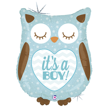 Б Фигура, It's a boy (Это мальчик), Сова голубая, блеск, 26"/66 см, 1 шт.