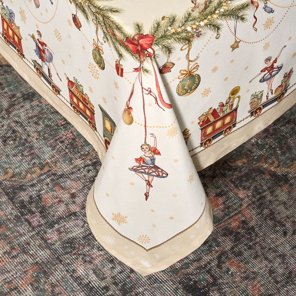 СКАТЕРТЬ "ЩЕЛКУНЧИК" 160Х220СМ БЕЖЕВЫЙ,100% ХЛОПОК,ТВИЛ