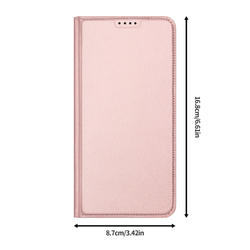 Чехол книжка из PU кожи розового цвета от Dux Ducis для Samsung Galaxy S25 FE, серия Skin Pro Series Case