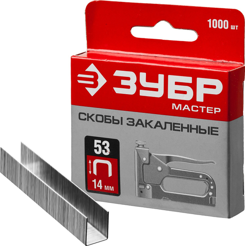 ЗУБР 14 мм скобы для степлера узкие тип 53, 1000 шт