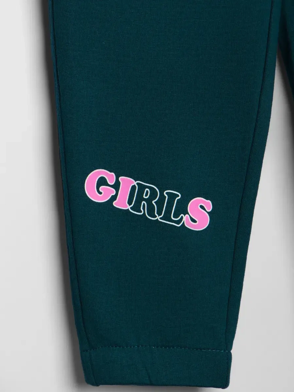 Костюм для девочки, свитшот и брюки, зеленый