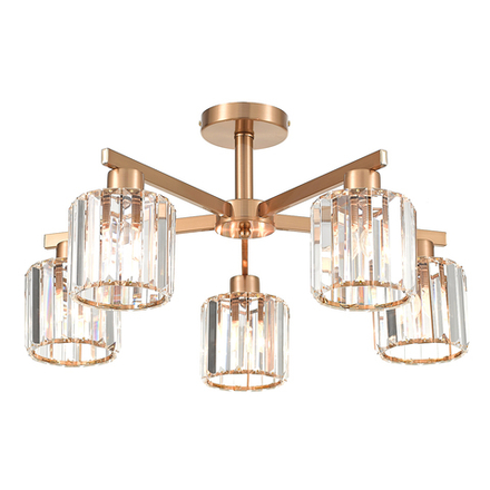 Потолочный светильник 5х60Вт E27, металл/стекло, медь