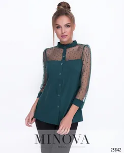 Блуза 1095-темно-зеленый Minova