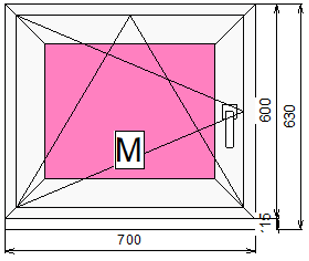 Пластиковое окно 600 х 700 ТермА Эко + Москитная сетка