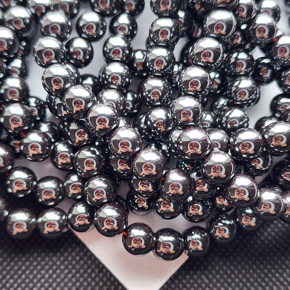 Гематит, гематин (геметин), бусины гладкий шар, 8мм