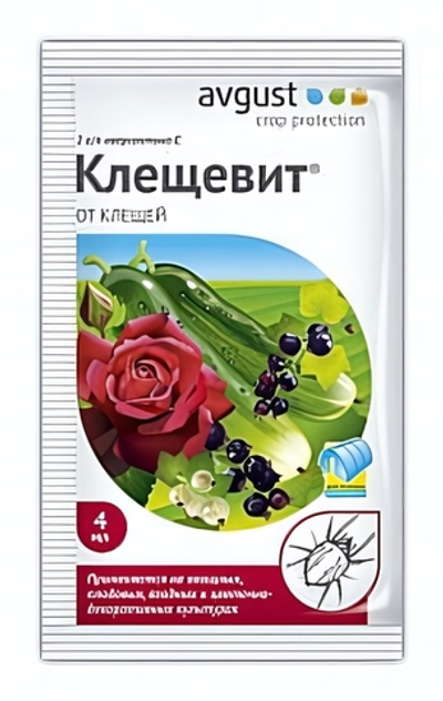Средство КЛЕЩЕВИТ для уничтожения клещей на плодовых, ягодных, овощных и цветочных культурах пакет 4 мл