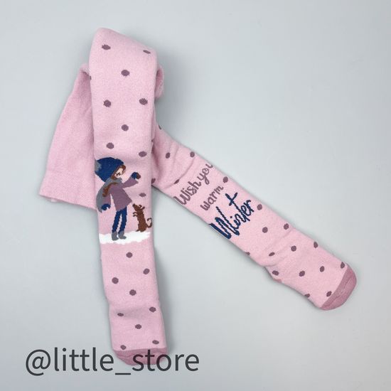 Колготки махровые Девочка на прогулке, Розовая пудра