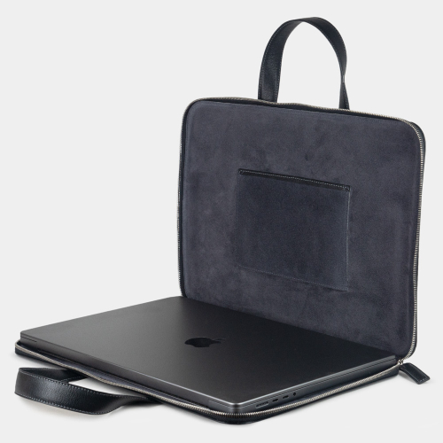 Сумка для MacBook Pro 16 - 17 Bocage с карманами из кожи теленка черного цвета