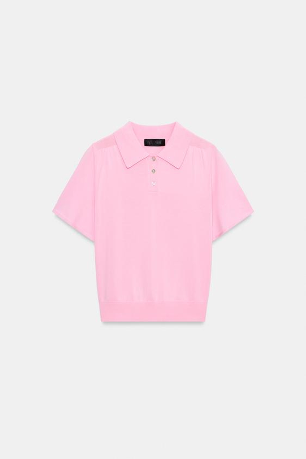 ZARA ТРИКОТАЖНОЕ ПОЛО С КОРОТКИМИ РУКАВАМИ, МЯГКИЙ РОЗОВЫЙ