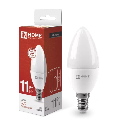 Лампа светодиодная LED-СВЕЧА-VC 11Вт 230В Е14 4000К БЕЛЫЙ 1050Лм IN HOME