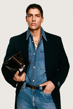 ZARA X WILLY CHAVARRIA ДЖИНСОВАЯ РУБАШКА СВОБОДНОГО КРОЯ С ВЫШИВКОЙ, ТЕМНО-СИНИЙ