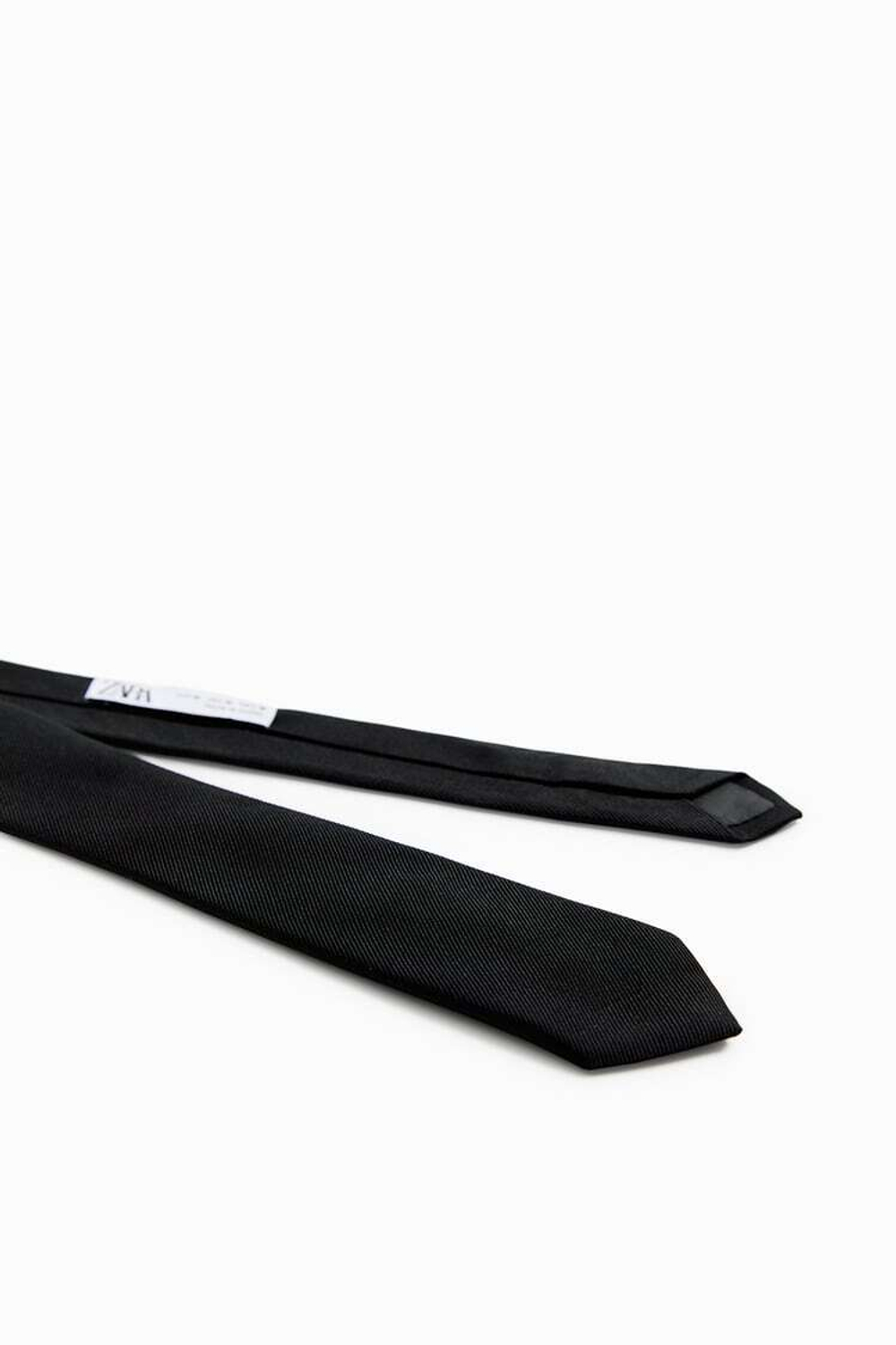 ZARA УЗКИЙ ГАЛСТУК ИЗ 100% ШЕЛКА, ЧЕРНЫЙ